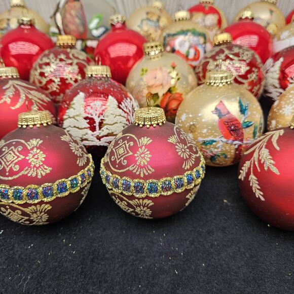 Vintage‎ 34 Pc Glass Christmas Ornaments Embellished Santa Cardinal Krebs O'well - Picture 9 of 15